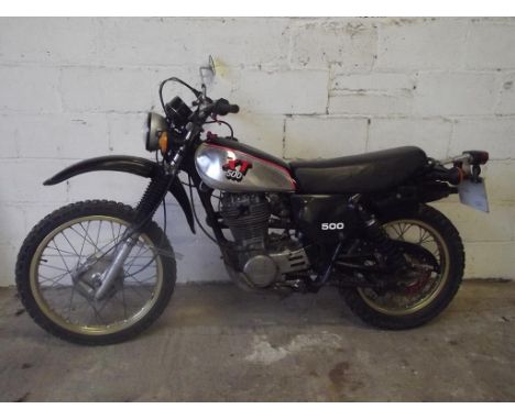 A 1981 Yamaha XT 500, registration number GFB 349W, frame number 1U6140528, engine number 146140140528, black/silver. Yamaha'