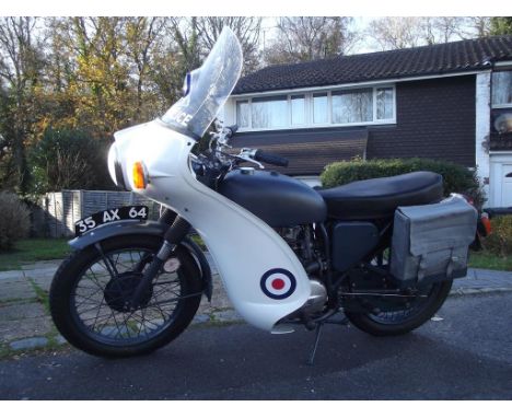 A 1967 BSA B40 WD (RAF) registration number OPD 63E, service serial number 35 AX 64, RAF blue, believed one of only three kno