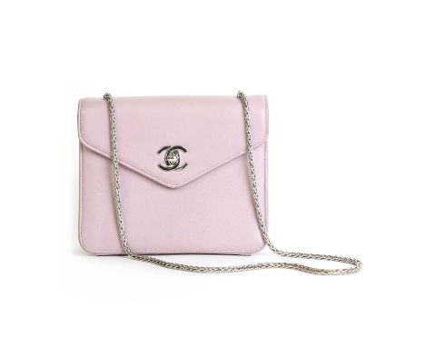 A Chanel dusky pink leather envelope shoulder bag,silver tone hardware, interlinked CC closure, opening to internal slip pock