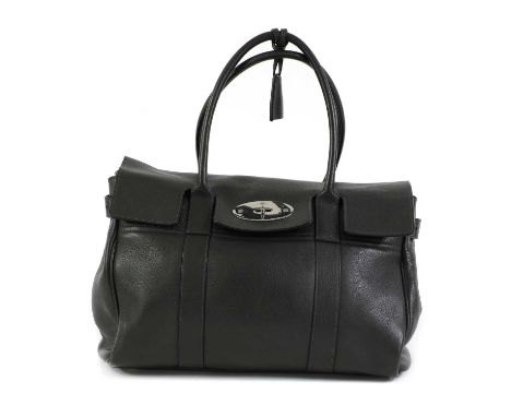 A Mulberry grey leather Bayswater,silver tone postmans lock, dual rolled handles, opening to interior zip and slip pockets, s