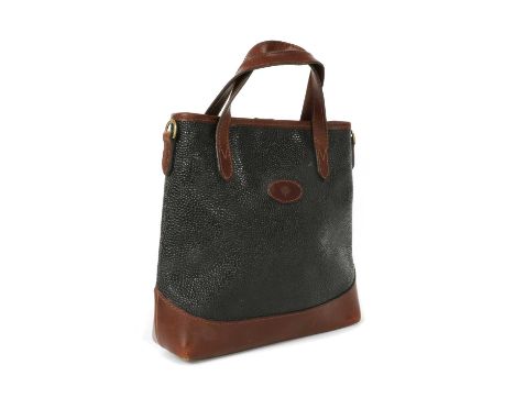 A Mulberry scotch grain mini tote, tan leather handles and detailing, press stud closure opening to interior zip pocket, seri