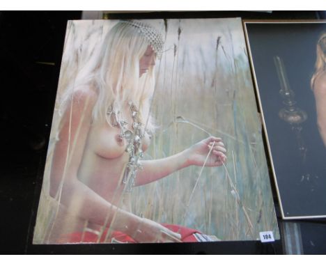 A 1960S MOUNTED POSTER OF A NUDE HIPPIE