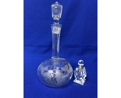 LOT OF ASSORTED GLASS WAREincluding art glass vases, Victorian decanter, various scent bottles and a coloured glass decanter 