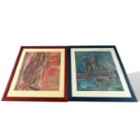 Toth M., Istvan (1922-2006), Paar Mischtechnik Gemälde, abstrakte Kompositionen