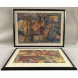 Toth M., Istvan (1922-2006), Paar Mischtechnik Gemälde, abstrakte Kompositionen