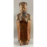 Asiatika Holzfigur, wohl China, wohl hoher Beamter oder Kaiser, beschädigt