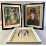 Toth M., Istvan (1922-2006), drei Mischtechnik Malereien, Personen Portrait Damen