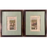 Asiatika Indien Persien zwei Malereien Miniaturen wohl Mogulreich, arabische Inschrift, Elefanten