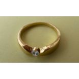 Gold 750 Ring Solitär Brillant 0.1ct, Gewicht ca. 3,45 Gramm