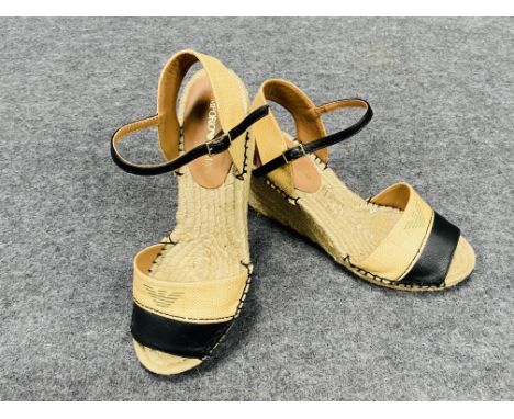 A pair of Emporio Armani wedge sandals, size 37. Estimate: £20-40