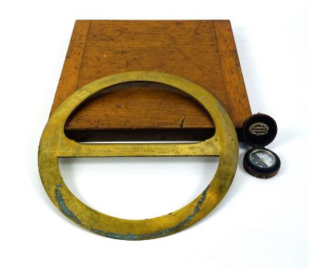 A large 19th century mahogany cased brass protractor by "Aston &amp; Mander makers London, works Soho &amp; Homerton" 25.5cms