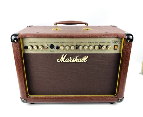 A Marshall AS50D Acoustic Combo amp. 55cms wide x 26cms deep x 43cms high. No power lead. Estimate £55-80.
