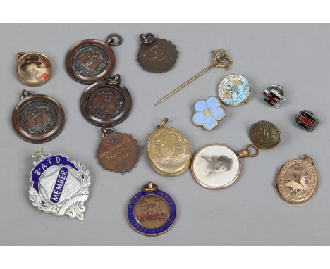 A small collection of costume jewellery and bronze dance medals etc.