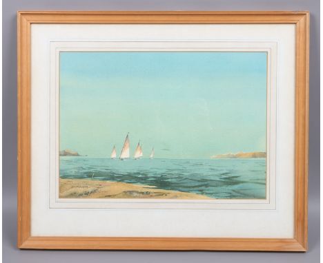 Ian Buchanan Dunlop (1900-1979). A framed watercolour, coastal scene with sailing boats, signed.