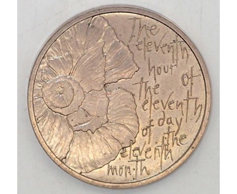 Coin to commemorate the end of WWI (eleventh hour - eleventh day - eleventh month). P&amp;P group 1 (£16 for the first item a