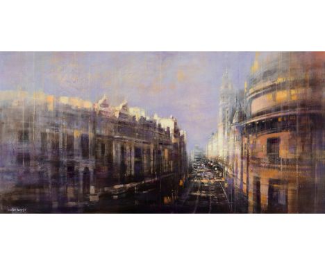 CRISTINA BERGOGLIO (Córdoba, Argentina, 1967)."Madrid from the Prado workshop.Oil on canvas.Signed in the lower left corner.S
