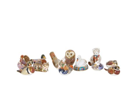 A QUANTITY OF ROYAL CROWN DERBY PAPERWEIGHTS (12). including a Swan, a Teddy Bear, a model of an Owl, a Garden Cat and severa
