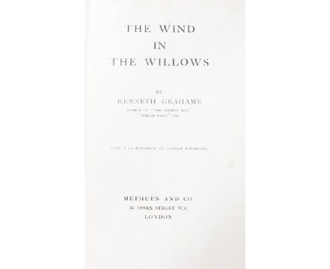 KENNETH GRAHAME "WIND IN THE WILLOWS" 1ST EDITION. 1st Edition published by Methuen and Co 1908, frontispiece by Graham Rober