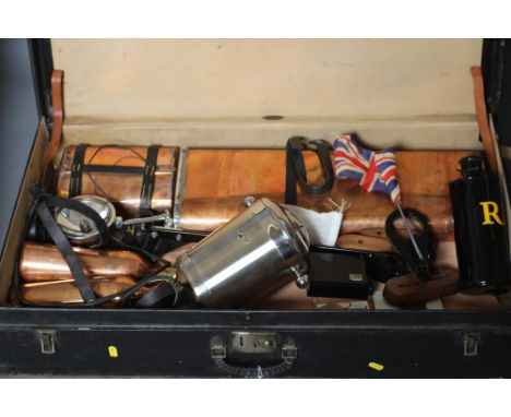 TWO VINTAGE CAR TRUNKS BY BROOKS AND BREXTON, with contents including a mixture of car parts and ephemera, from unbranded foo