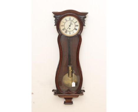 A ROSEWOOD CASED VIENNA STYLE WALL TIMEPIECE, late 19th century, the weight driven movement with anchor escapement, two piece