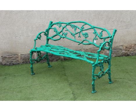 A VICTORIAN CAST IRON BENCH in the manner of Coalbrookdale, in interwoven truncated branch pattern, 51" x 15" x 33 3/4" (Est.