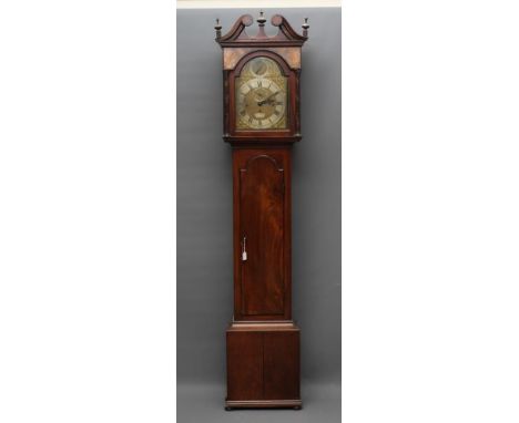 A MAHOGANY LONGCASE CLOCK by Andrew Dickie, Edinburgh, the eight day three train movement with anchor escapement striking on 