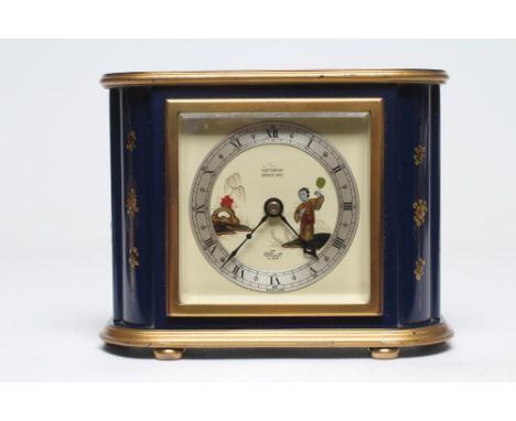 A CHINOISERIE CASED MANTEL CLOCK, early 20th century, with spring driven movement, 3 1/4" dial with silvered chapter ring wit