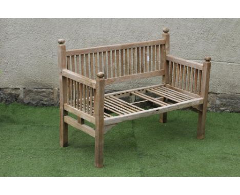 AN ARTS AND CRAFTS STYLE TEAK BENCH similar to previous lot, 44 3/4" x 19 1/2" x 35 1/2" (Est. plus 21% premium inc. VAT)Join