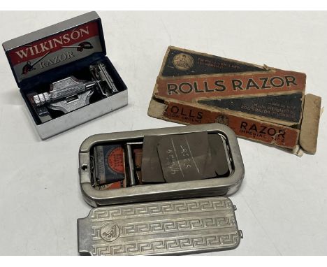 A vintage Wilkinson shaving set and Rolls razor 