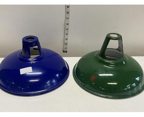 Three assorted vintage enamel light fittings 