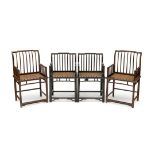 TWO PAIRS OF HONGMU SPINDLE-BACK ARMCHAIRS, MEIGUIYI