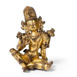 NEPALESE GILT-COPPER FIGURE OF INDRA