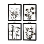 SET OF FOUR 'FOUR NOBLE ONES' IRON PAINTINGS