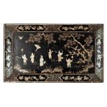 CHINESE MOTHER-OF-PEARL-INLAID BLACK LACQUER TRAY