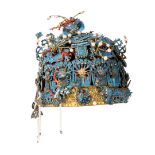 CHINESE KINGFISHER FEATHER AND PEARL INSET HEADDRESS
