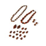 F GROUP OF CHINESE NUT CARVING NECKLACES, EARRINGS AND BEADS