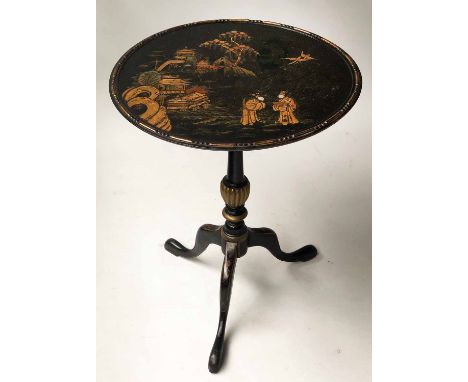 LAMP TABLE, early 20th century circular gilt Chinoiserie decorated with tripod support, 62cm x 69cm H.