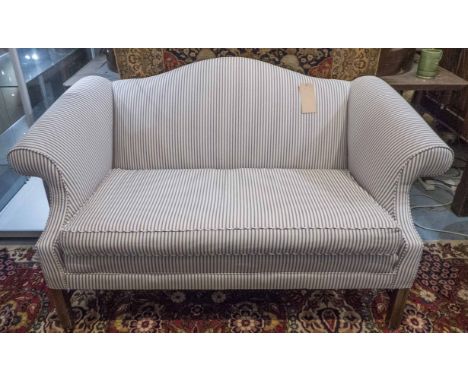 SOFA, Georgian style in ticking upholstery with cushion seat, 160cm W.