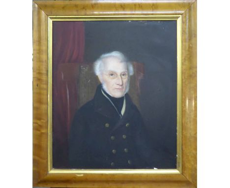 19th CENTURY BRITISH SCHOOL 'Portrait of a Gentleman', oil on board, inscribed 'Edward Prontis Norfolk November 1851', 33.5cm
