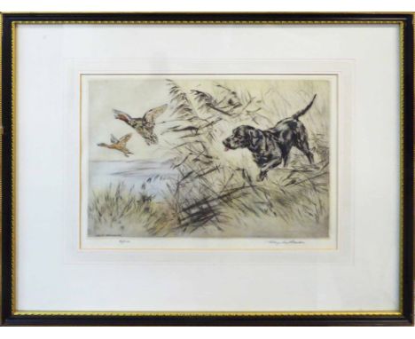 HENRY WILKINSON (British 1921-2011) 'Hunting Dogs', a pair of etchings in colour, from an edition of 100, each hand signed an
