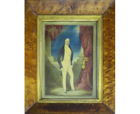 Attributed to ADAM BUCK 'Portrait of General Arthur Clifton', colour engraving, 32cm x 22cm, framed.