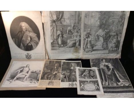 GERARD DE LAIRESSE, 1641 - 1711, TWO BLACK AND WHITE ENGRAVINGS  Classical scenes 'Sapientia Vinigena dei Maximi' and 'Ubi Ne