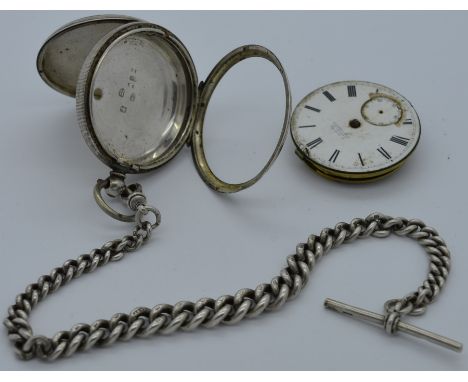 Silver pocket watch & chain  60-80