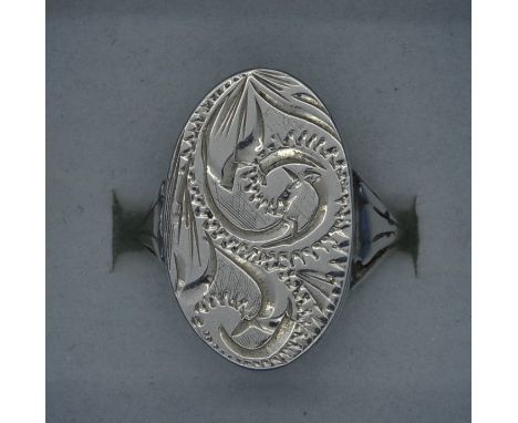White metal etched locket ring  10-15