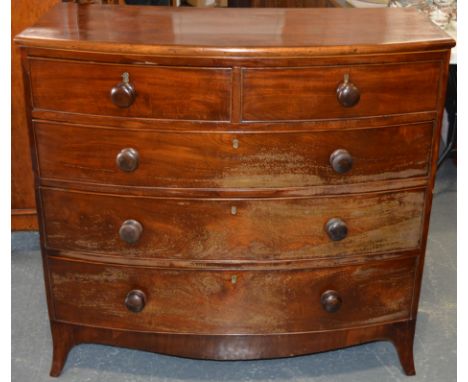 Mahogany Georgian bow front chest of 5 drawers  100-150