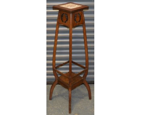 Arts & Crafts tile top plantstand  30-40