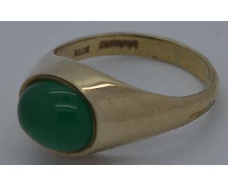 9ct Gold green stone set ring  30-45