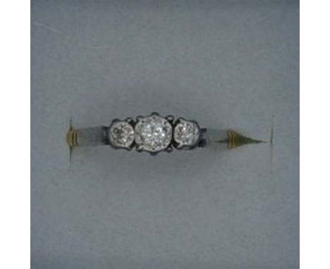 18ct Gold 3 diamond ring  80-100