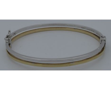 9ct Gold + white metal duo band bangle  30-40