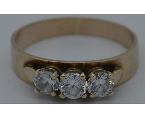 9ct Rose gold 3 white stone ring  50-75